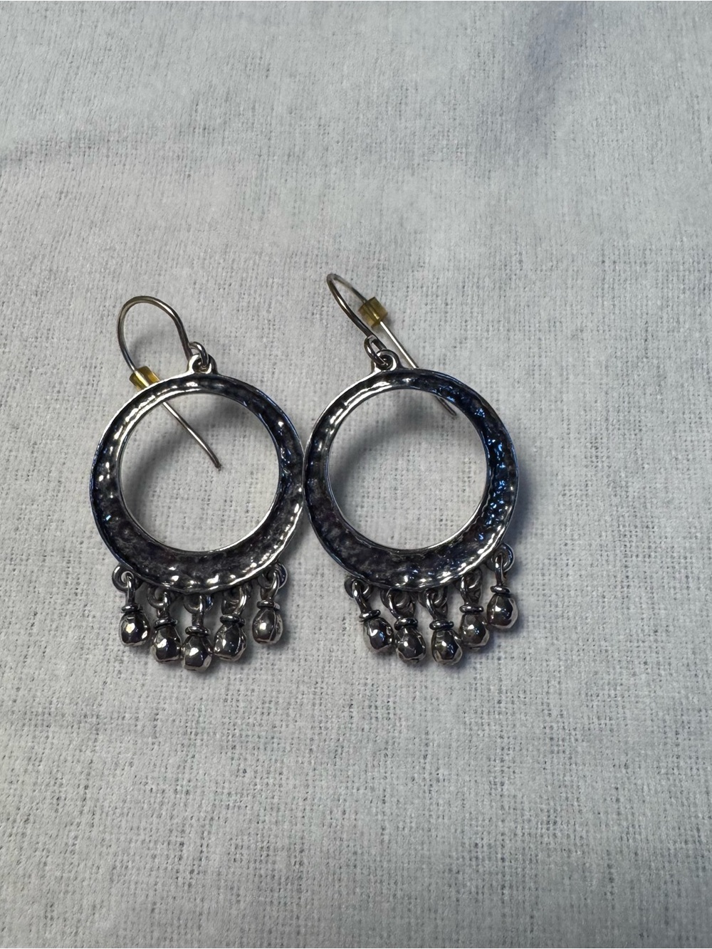 Silpada Sterling Silver .925 Hoop Dangle Earrings with Bead Fringe